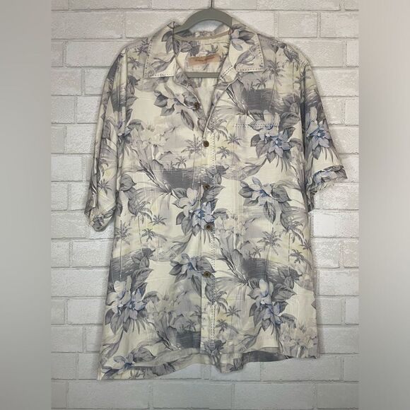 Tommy Bahama Mens 100% Silk Caribbean Tropical Short Sleeve Button Up Shirt M - Picture 2 of 9